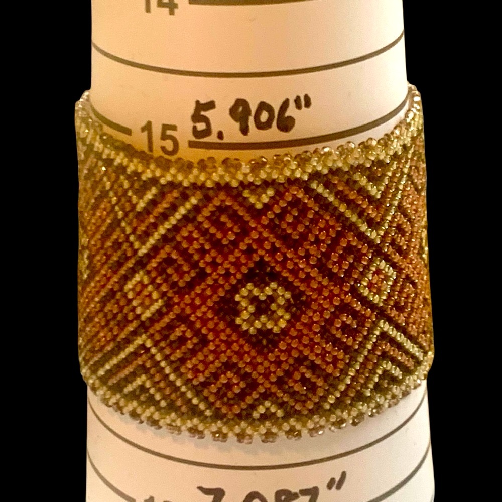 Handcrafted Beaded Bracelet Intricate Hand Woven Seed Bead Indigenous Design.